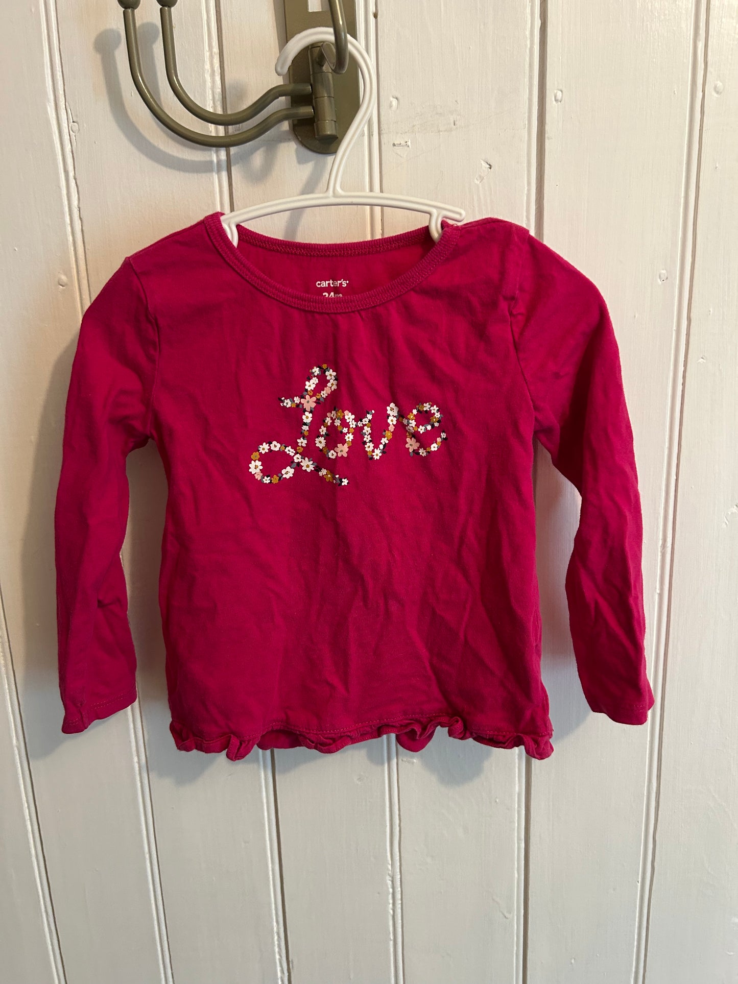Carters 24m pink floral love top