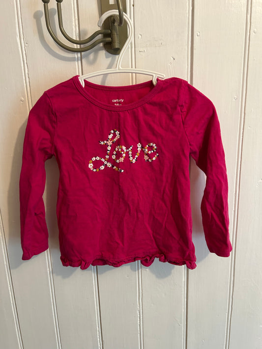 Carters 24m pink floral love top