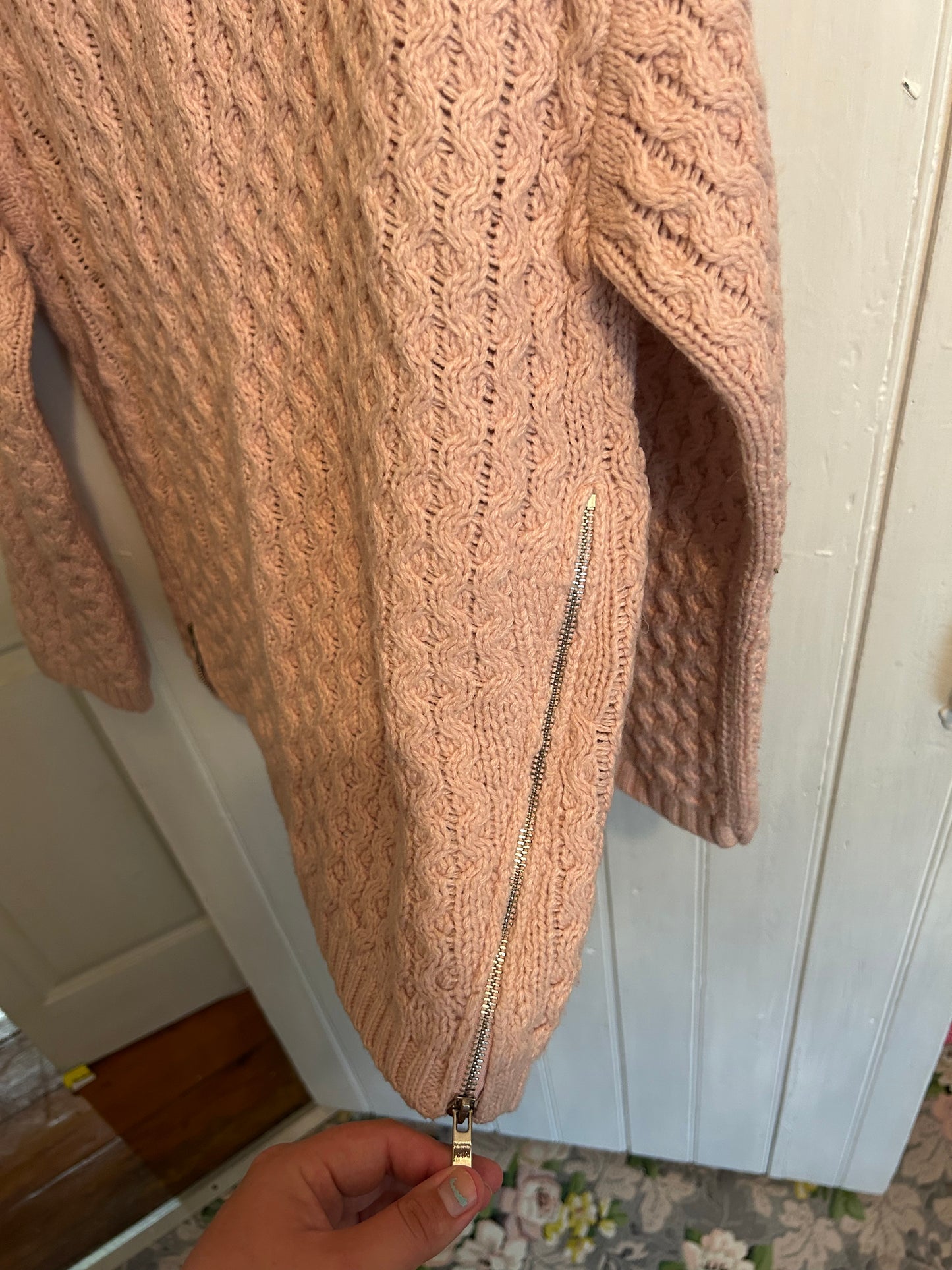 Dex medium pink knit side zipper high neck sweater