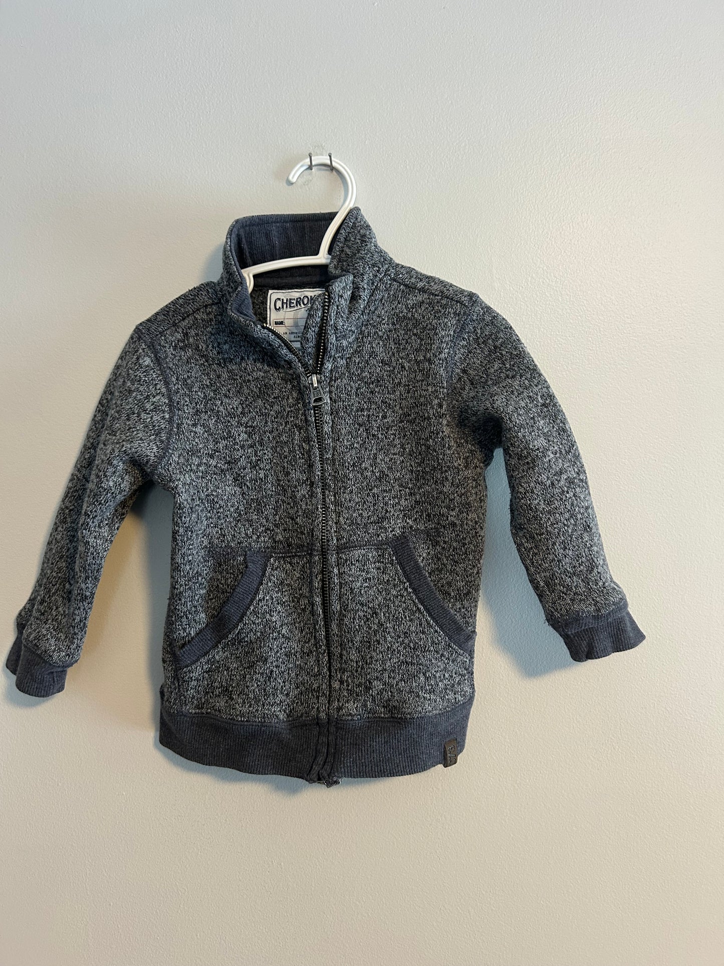 Cherokee 2/3t grey zip up sweater