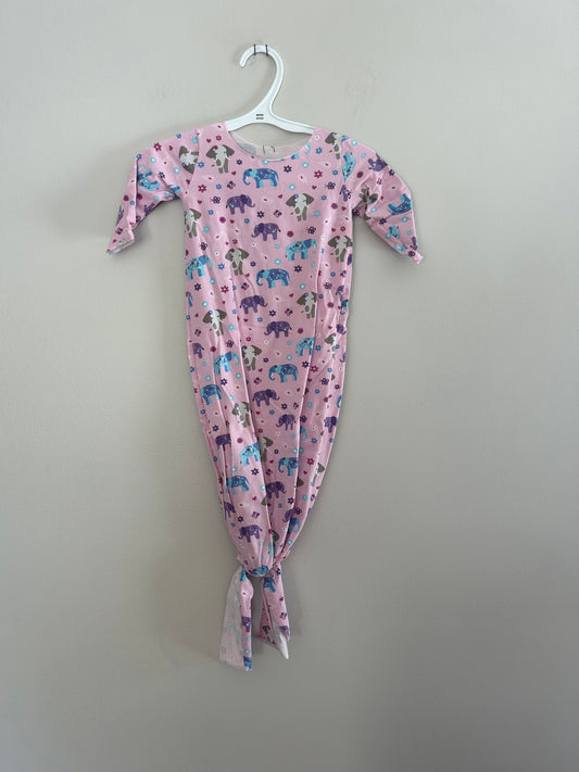 NEW handmade 0/6m pink elephant knot gown