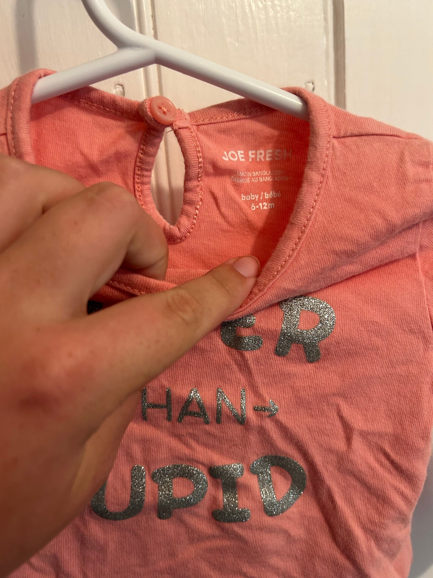 Joe fresh 6/12m pink cuter than Cupid top