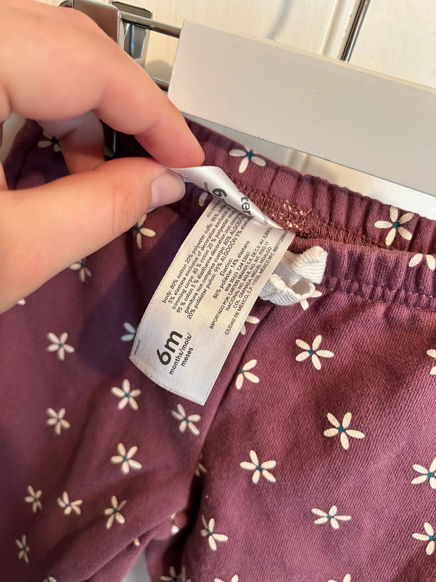 Carters 6m purple floral joggers