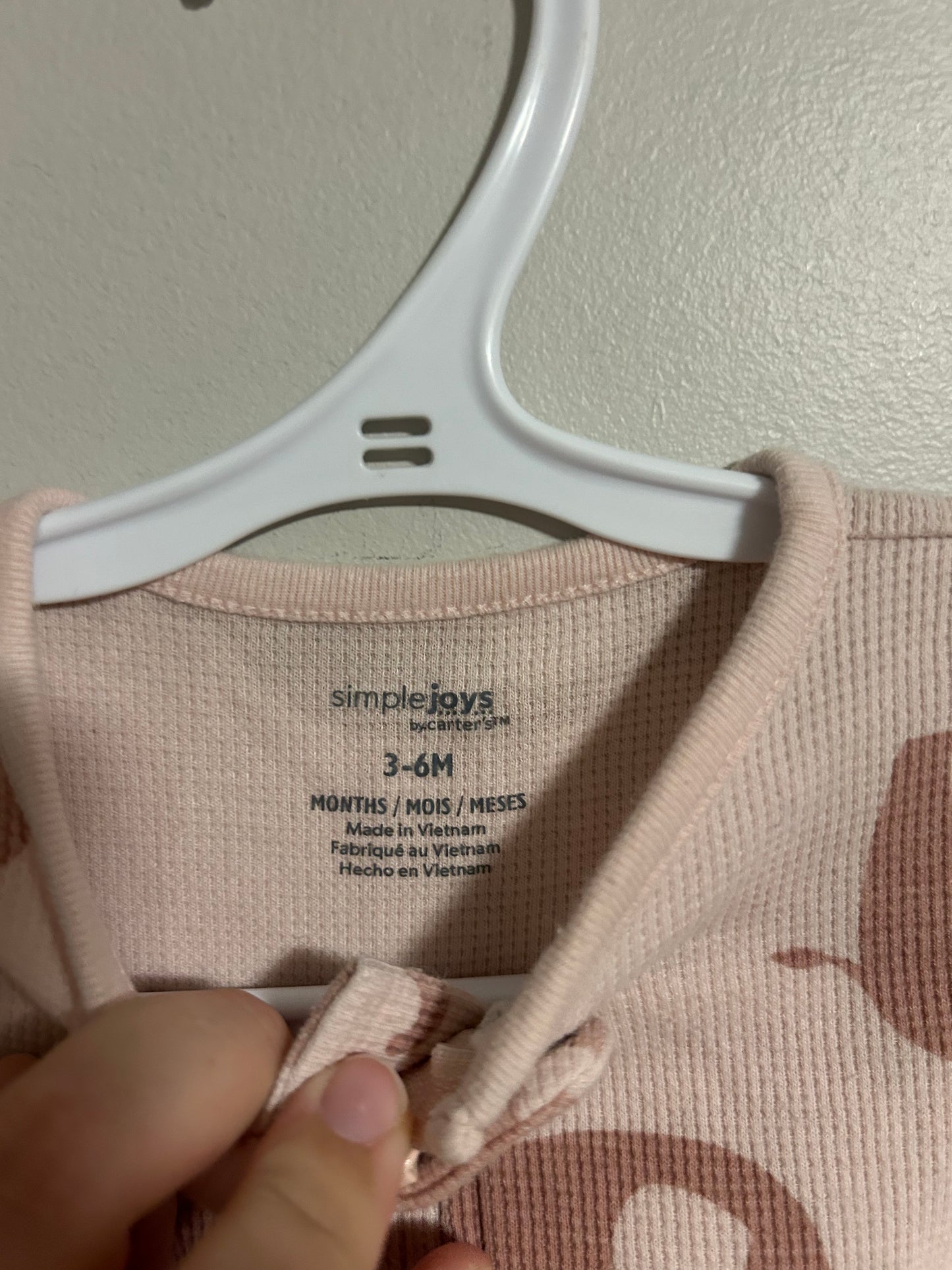 Carters 3/6m pink unicorn waffle knit zip up sleeper