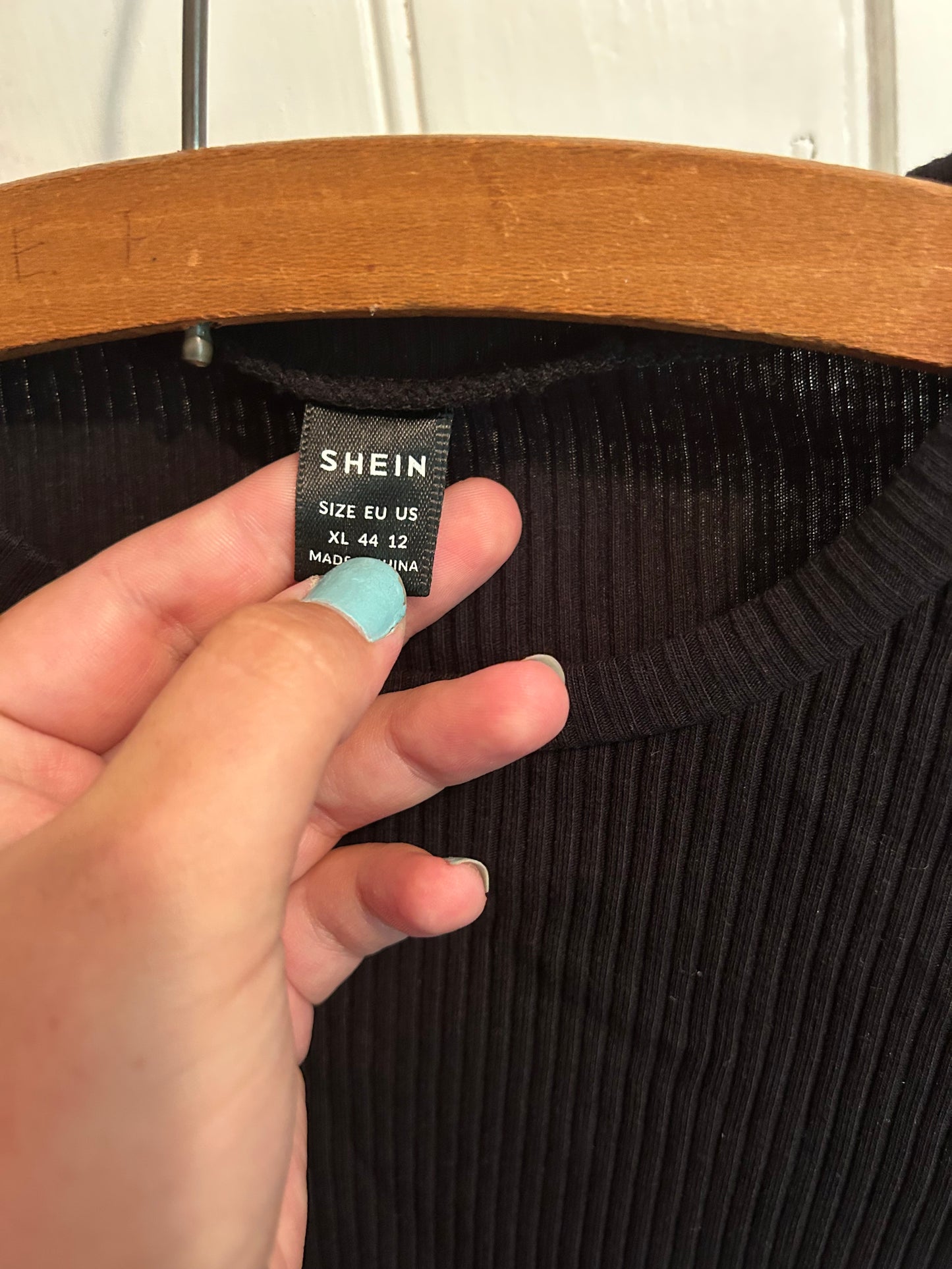 Shein xl black sheer polka dot puff sleeve top