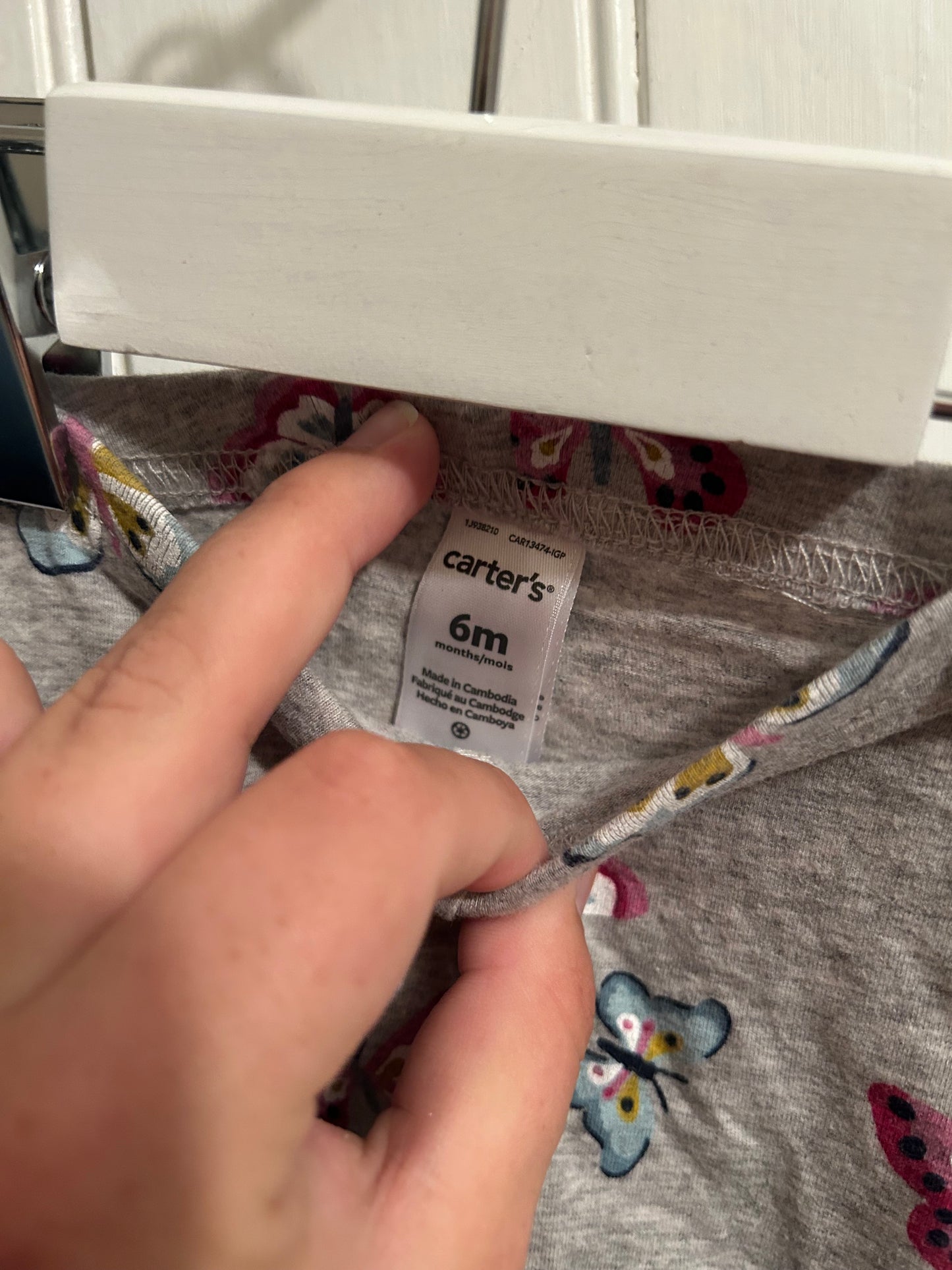 Carters 6m grey butterfly leggings