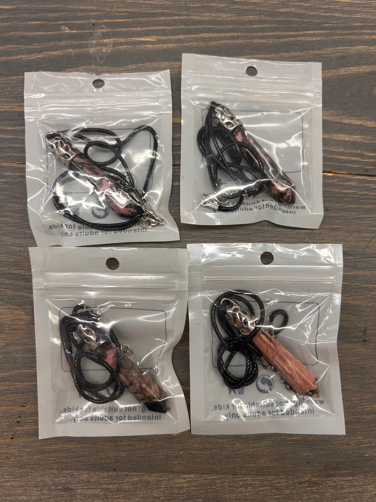 Pink/black gemstone pendant necklace