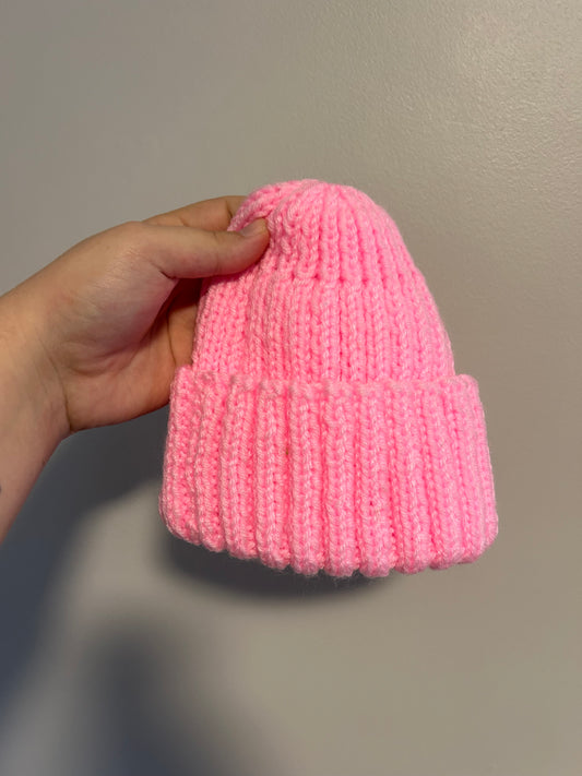 Toddler pink knit hat