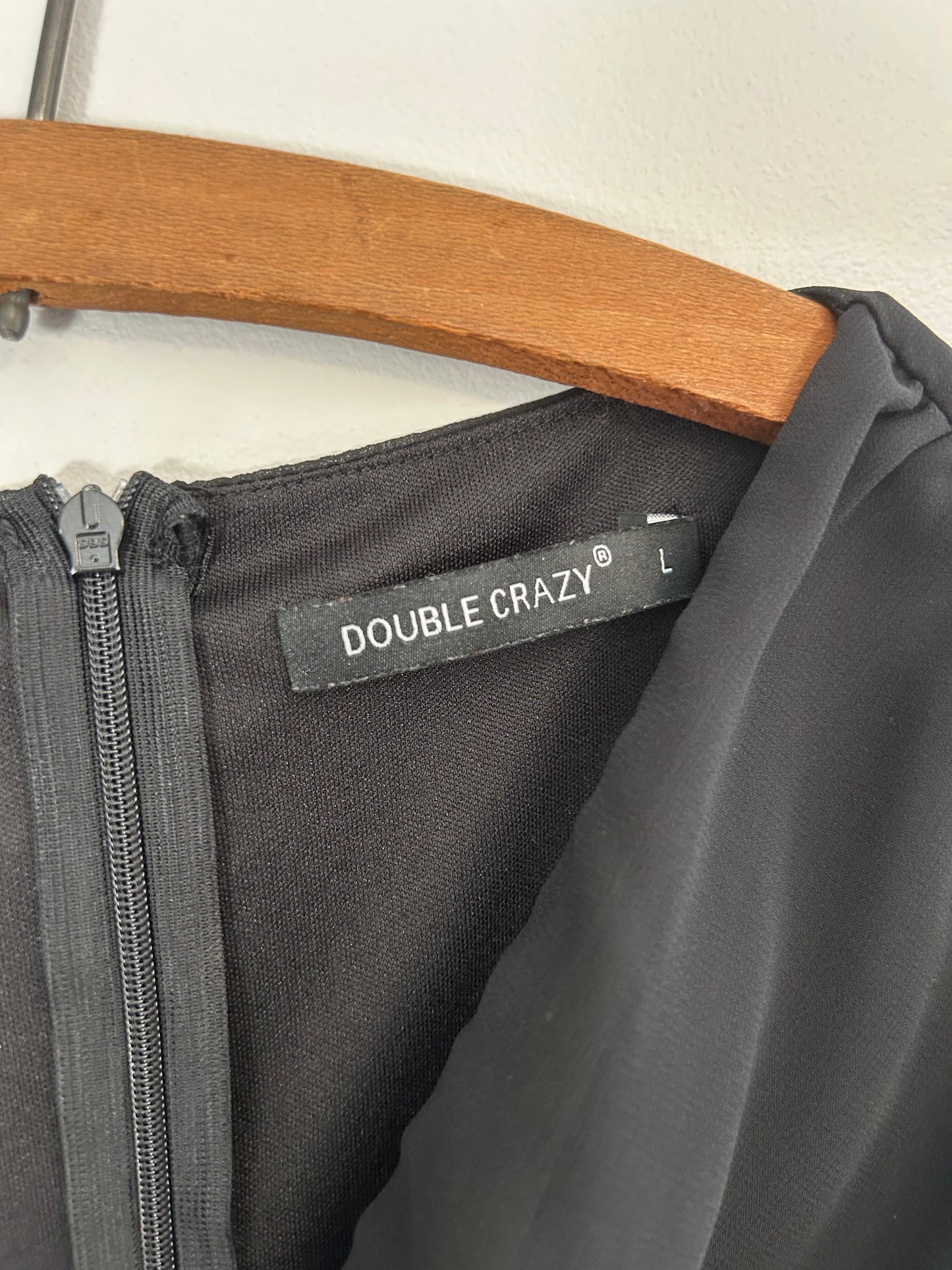 Double crazy large black vneck long sleeve bodycon dress