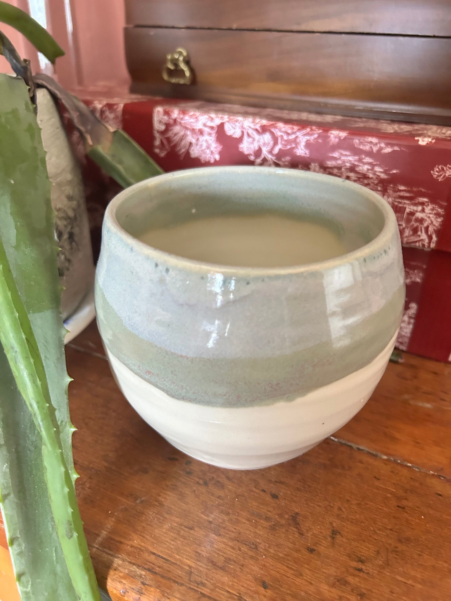 Blue & green serving bowl & pour cup