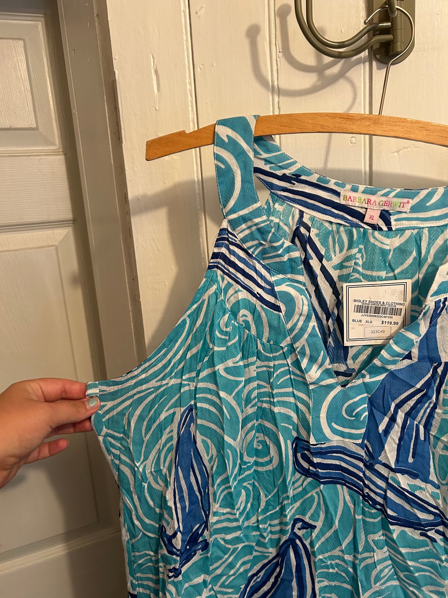 NEW Barbara Gerwit xl blue tropical dress