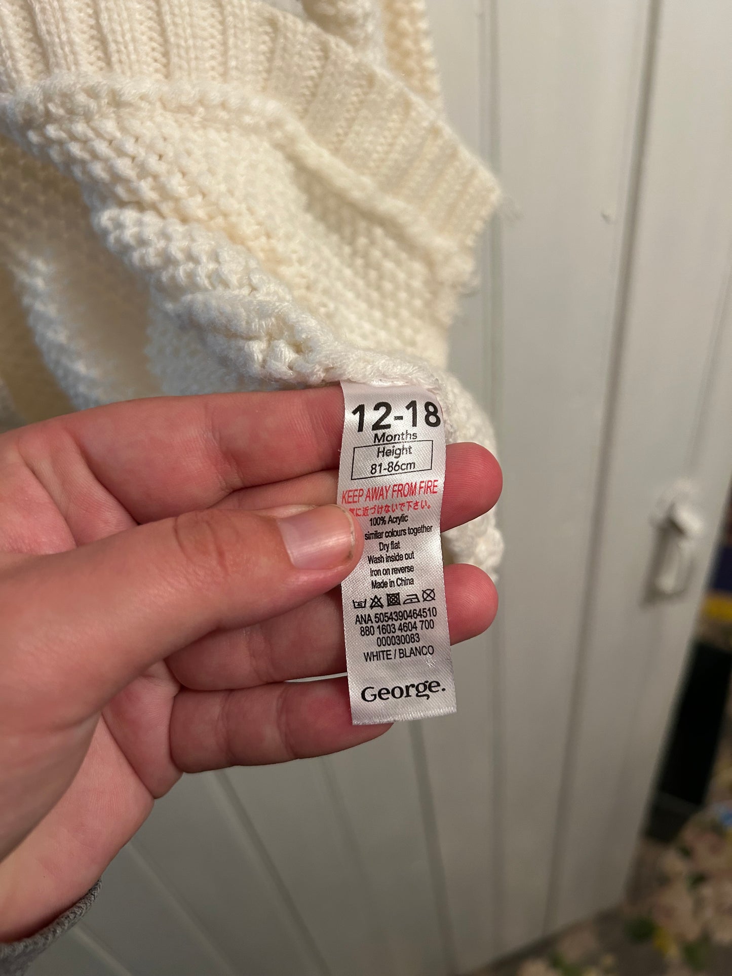 George 12/18m white floral knit cardigan