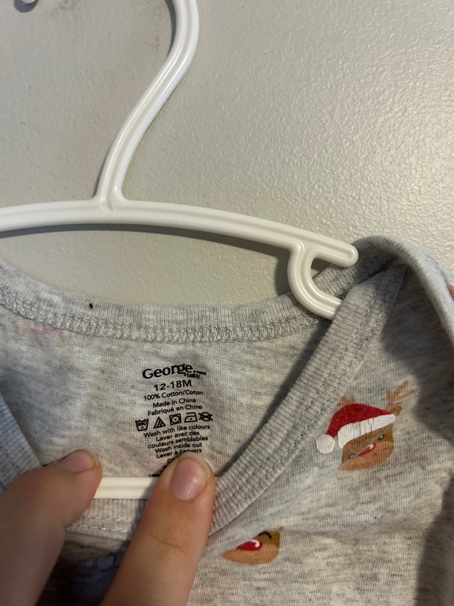 George 12/18m grey reindeer onesie