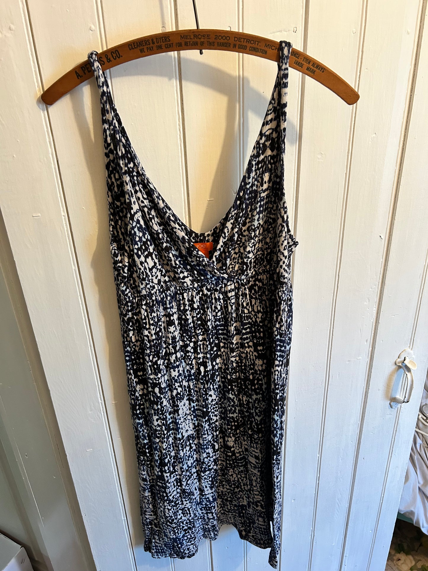 Joe fresh medium blue & white vneck dress