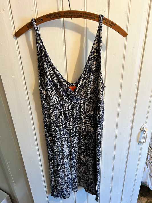 Joe fresh medium blue & white vneck dress