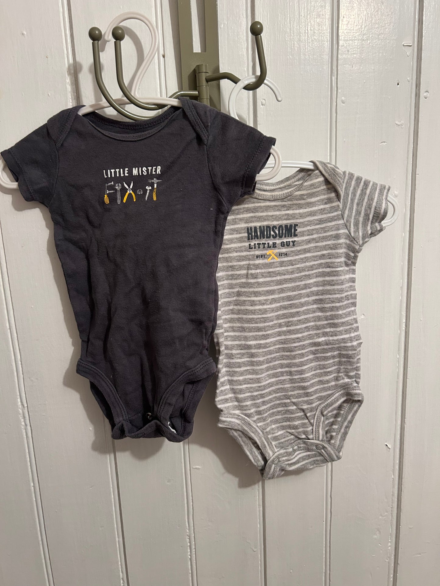 Carters 3m grey construction onesie lot