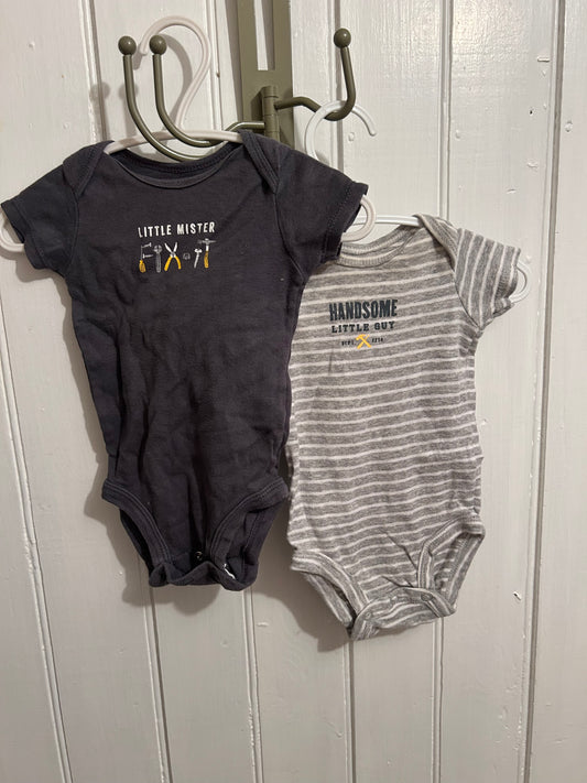 Carters 3m grey construction onesie lot