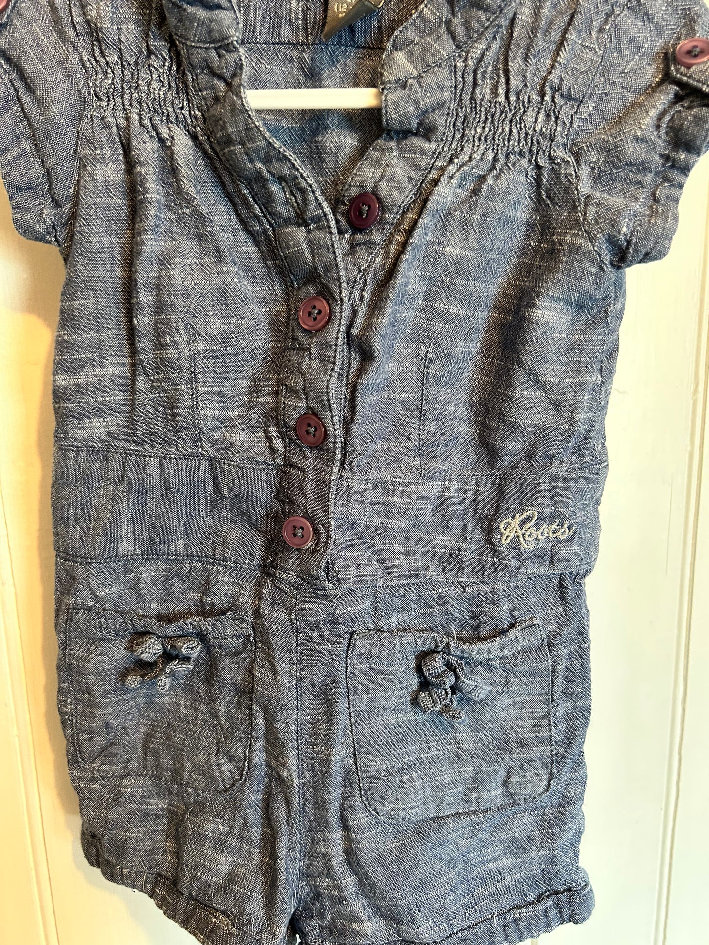 Roots 12/18m navy romper