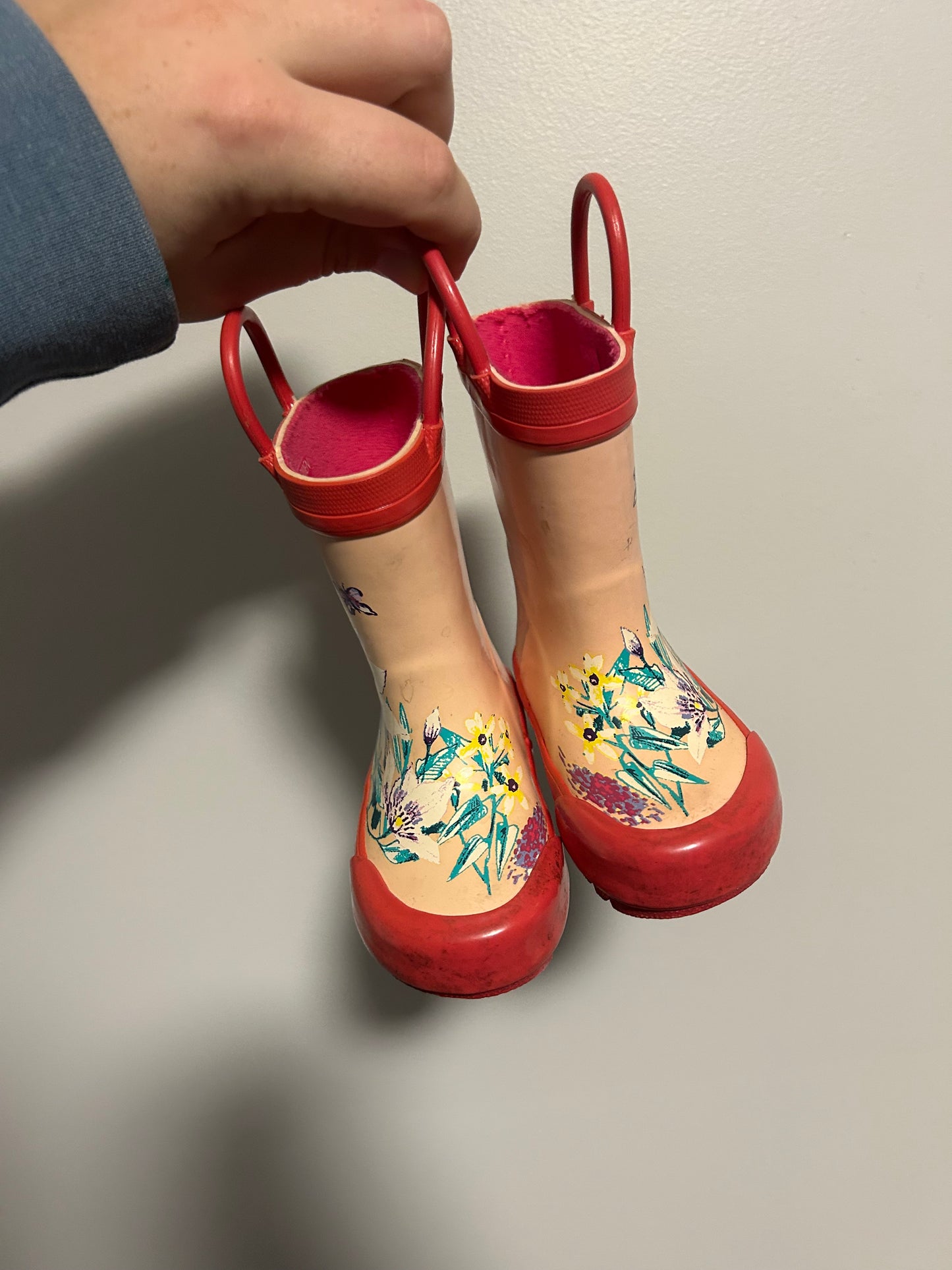 Joe fresh infant 4 pink floral rubber boots