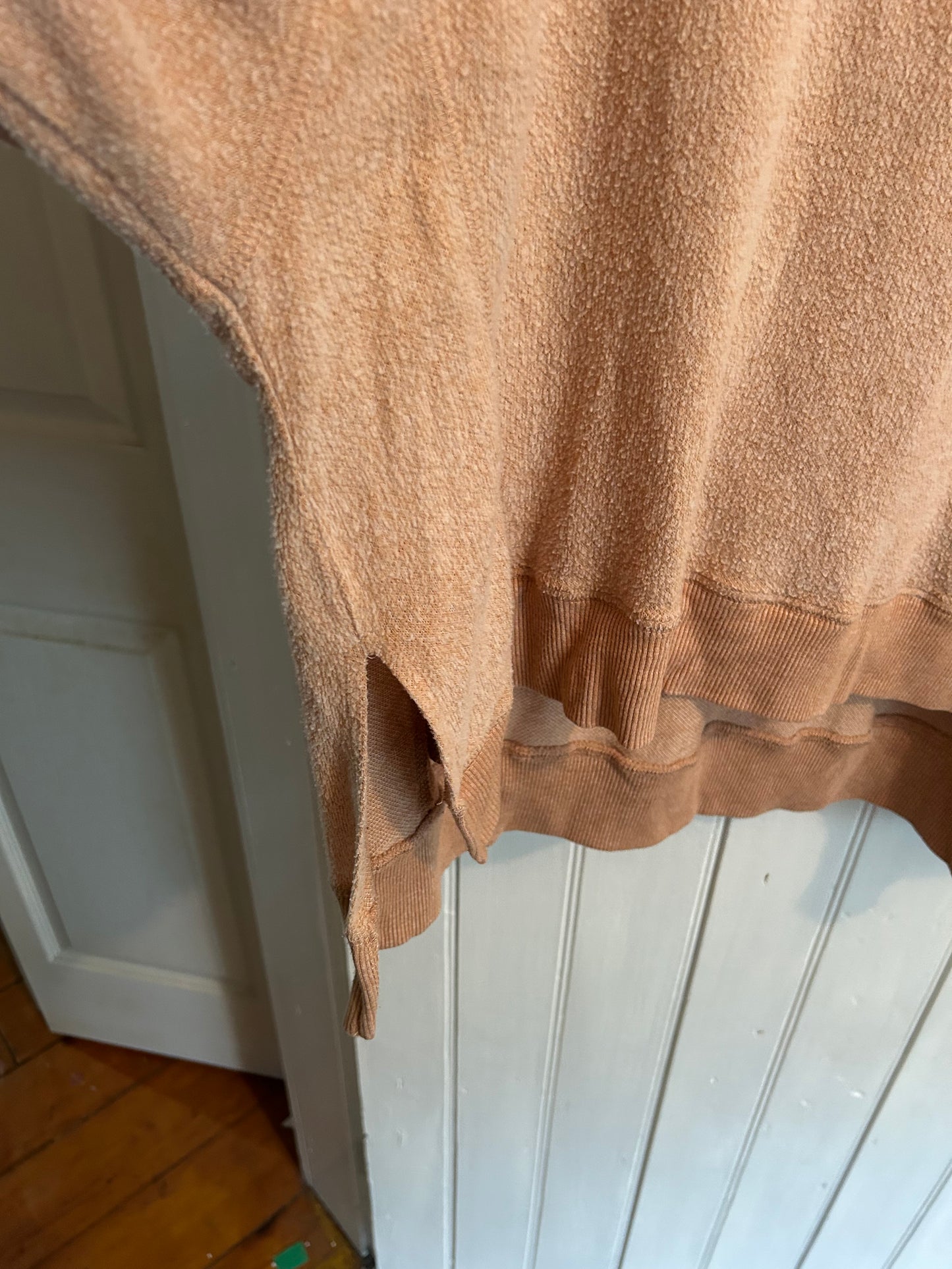 Z supply medium brown fleece “inside out” sweater