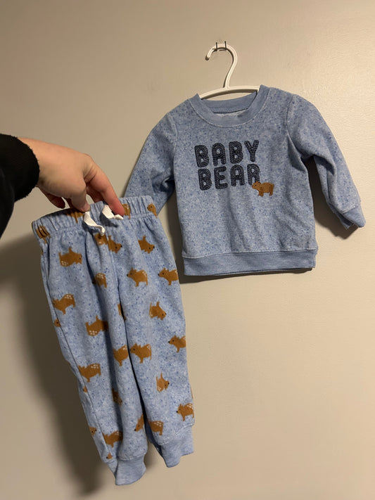 Carters 12m blue bear fleece set