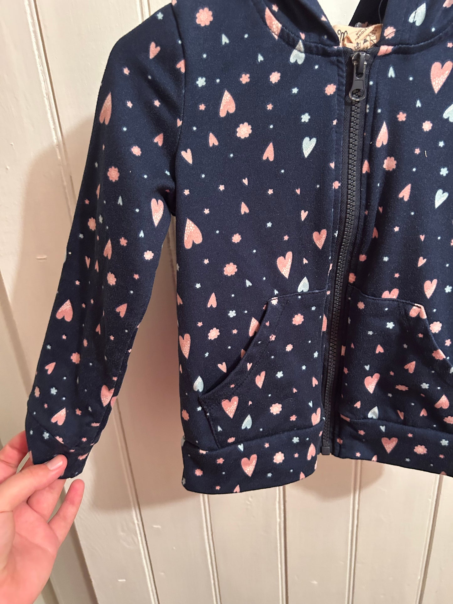 Mumu coco 5 blue & pink heart zip up hoodie