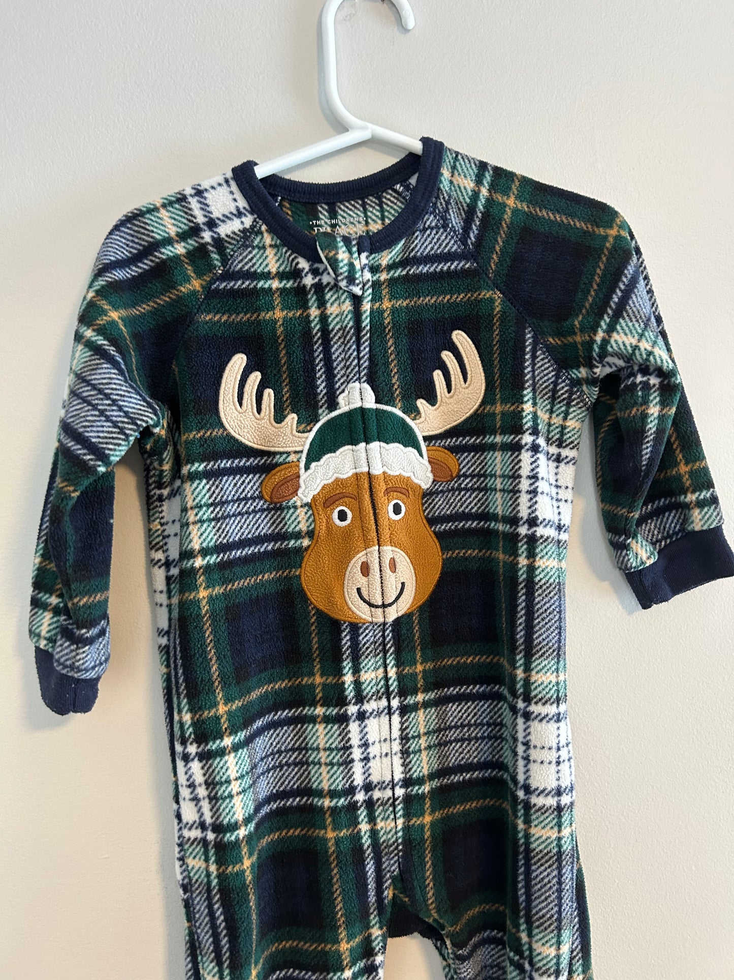 Children’s place 18/24m green & blue plaid moose sleeper