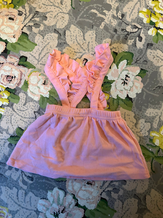 George 3/6m pink ruffle strap overalls