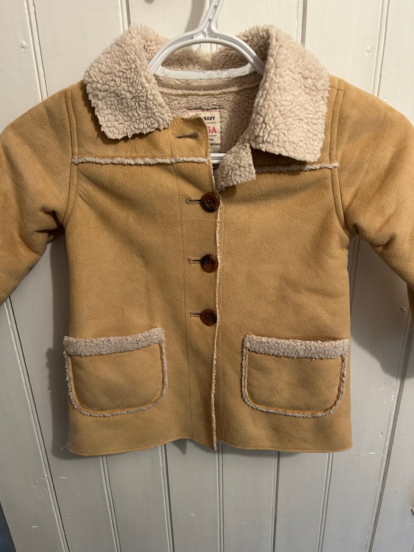 Old navy 5t tan suede Sherpa jacket