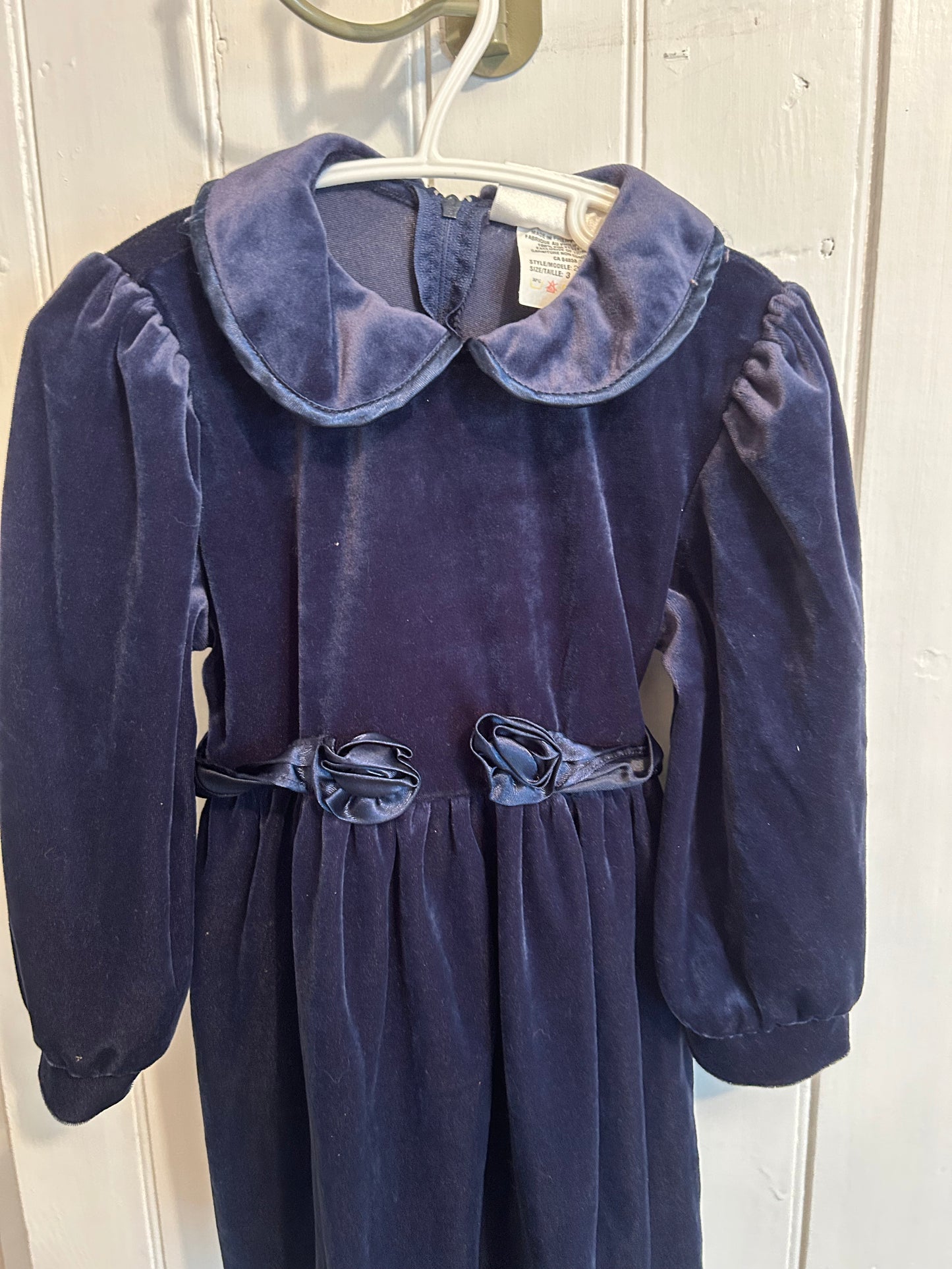 Vintage premiere collection 3t blue velvet  dress