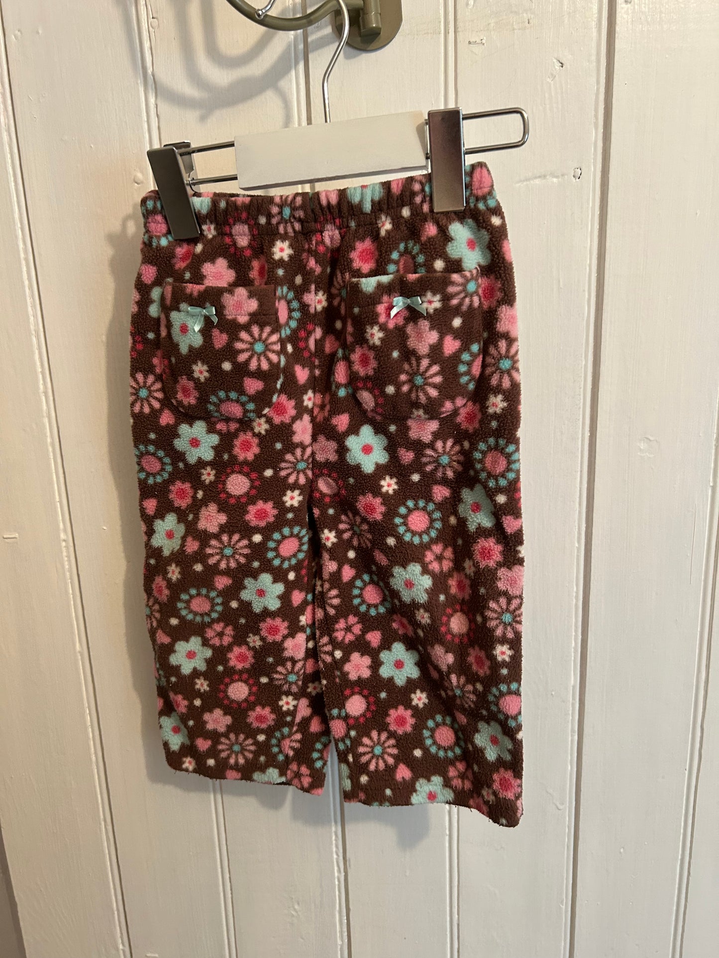 Carters 12m blue & pink floral fleece pants