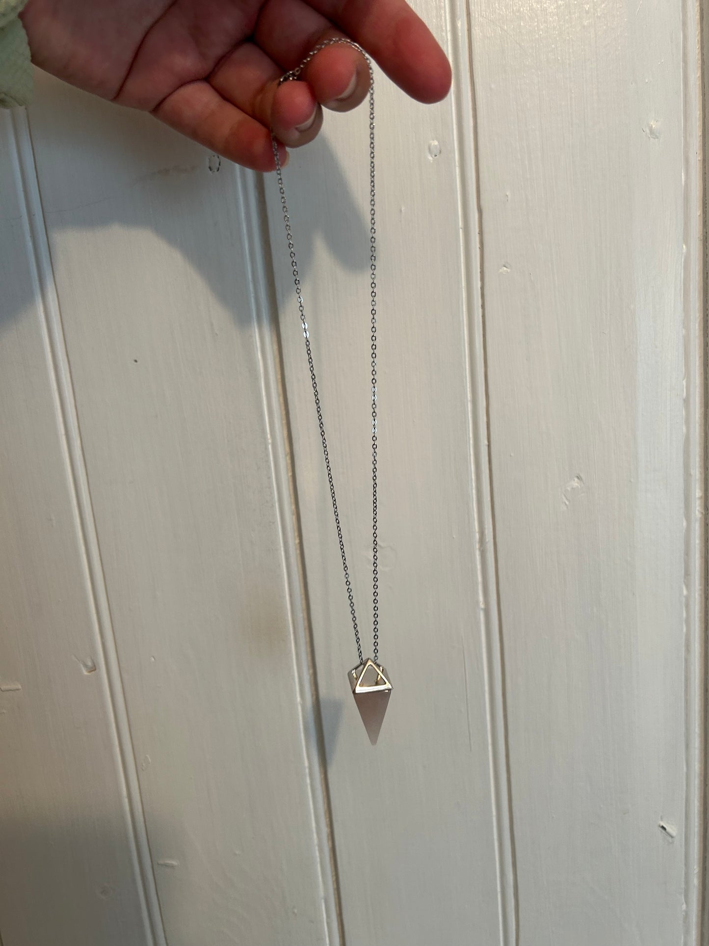 Handmade white triangle gemstone necklace
