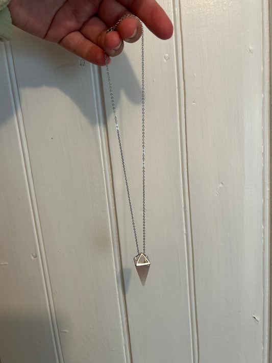 Handmade white triangle gemstone necklace