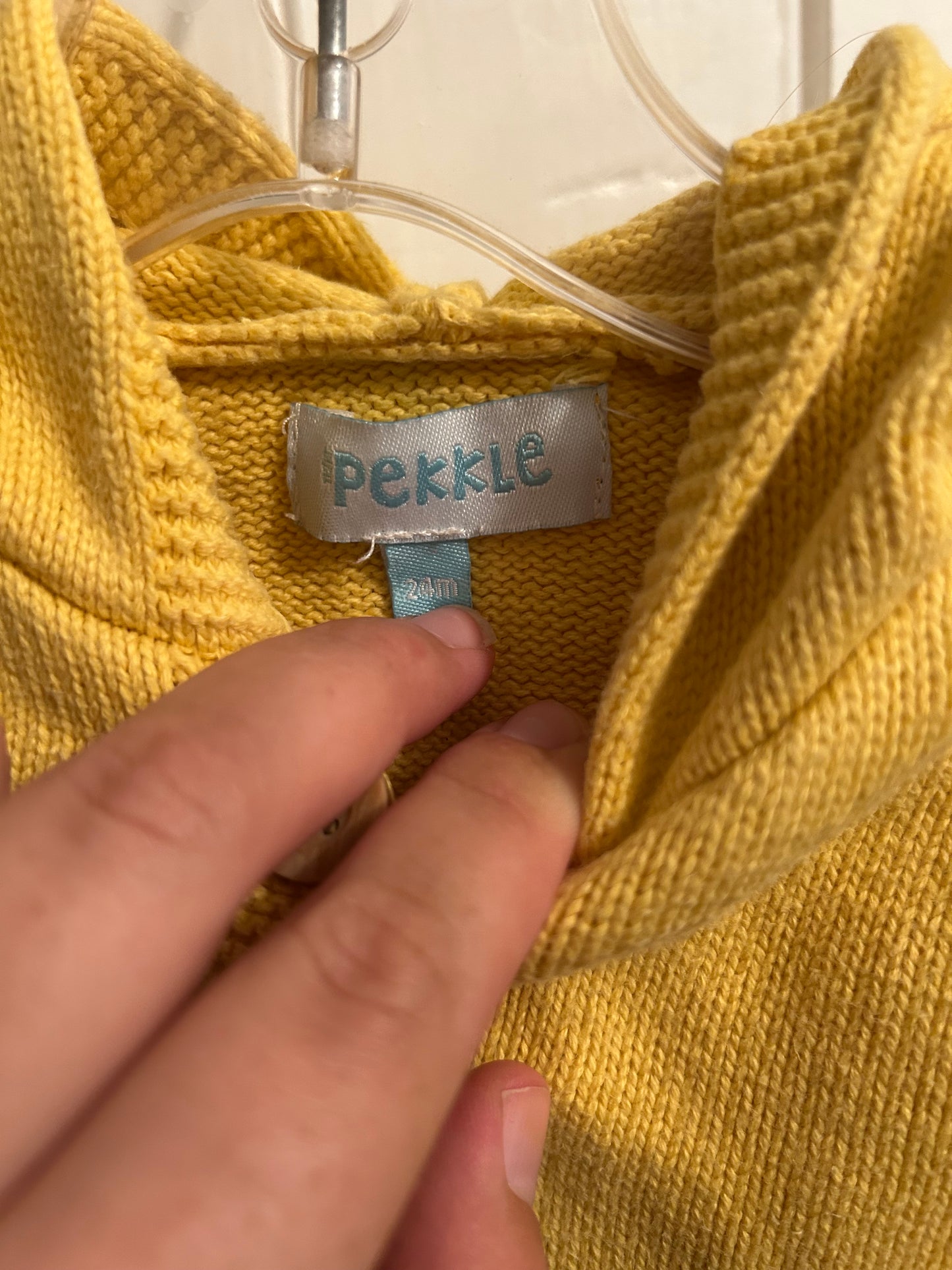 Pekkle 24m yellow knit bear cardigan