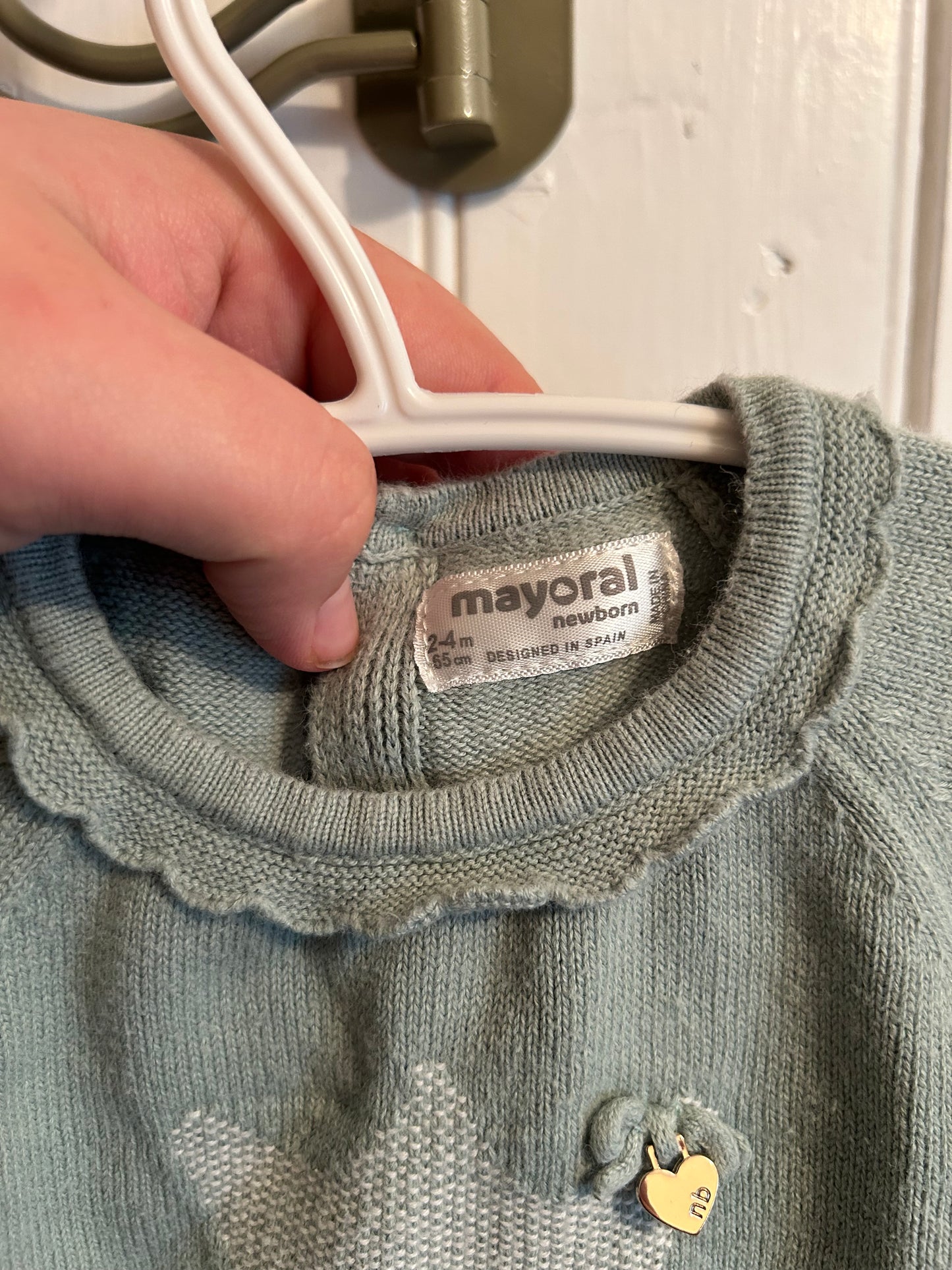 Mayoral 2/4m green knit skirted romper