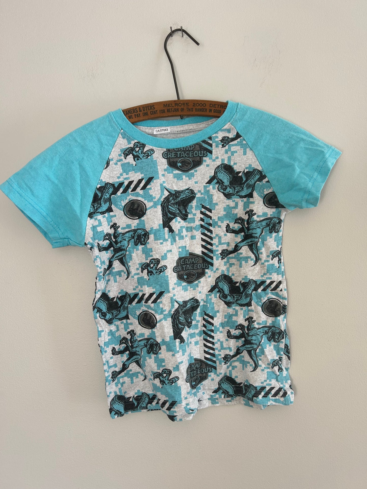 Jurassic World youth 7 blue & grey Dino tshirt