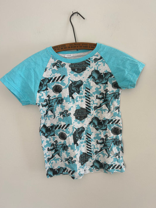 Jurassic World youth 7 blue & grey Dino tshirt