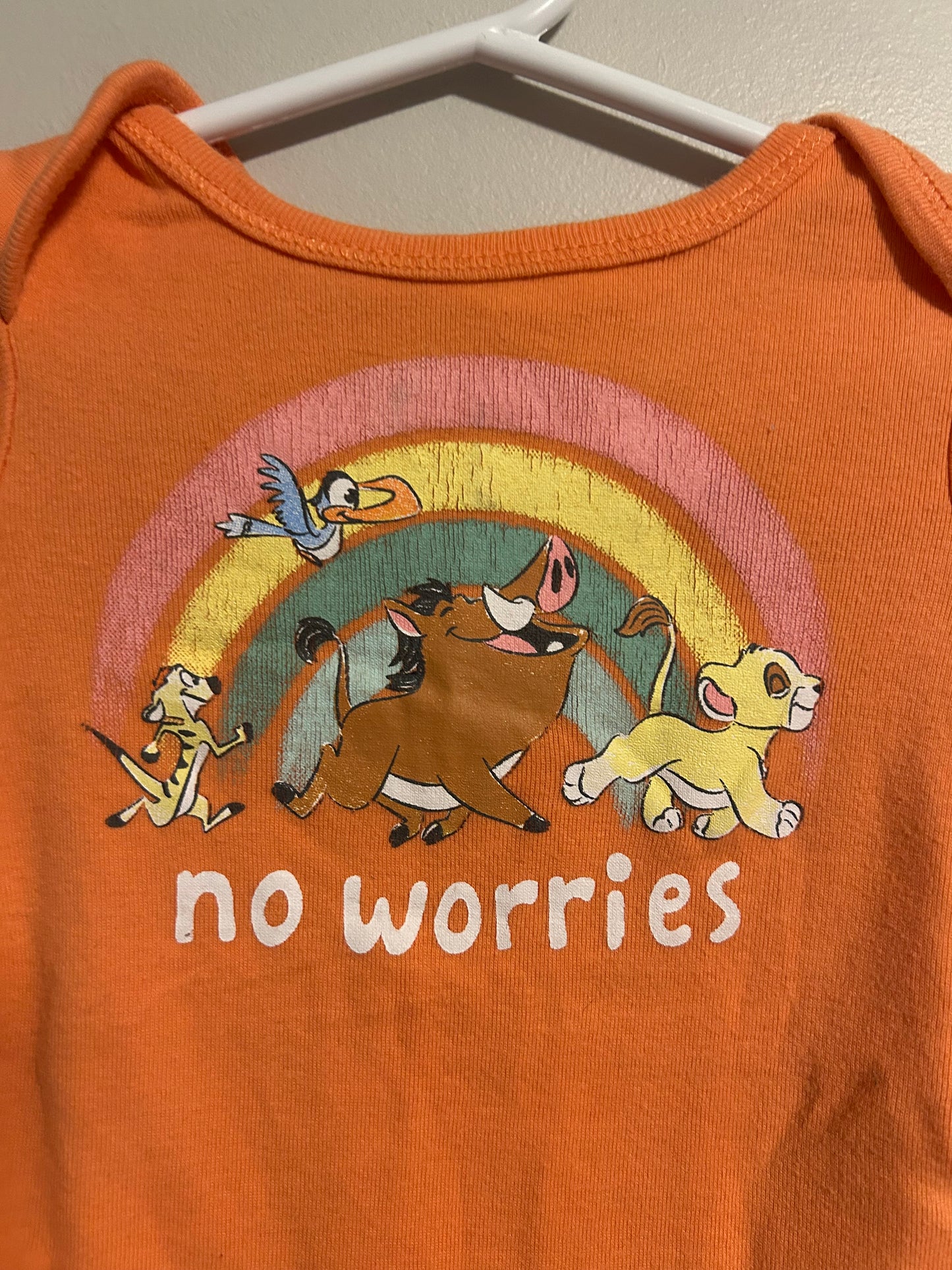 Disney 3/6m orange lion king onesie