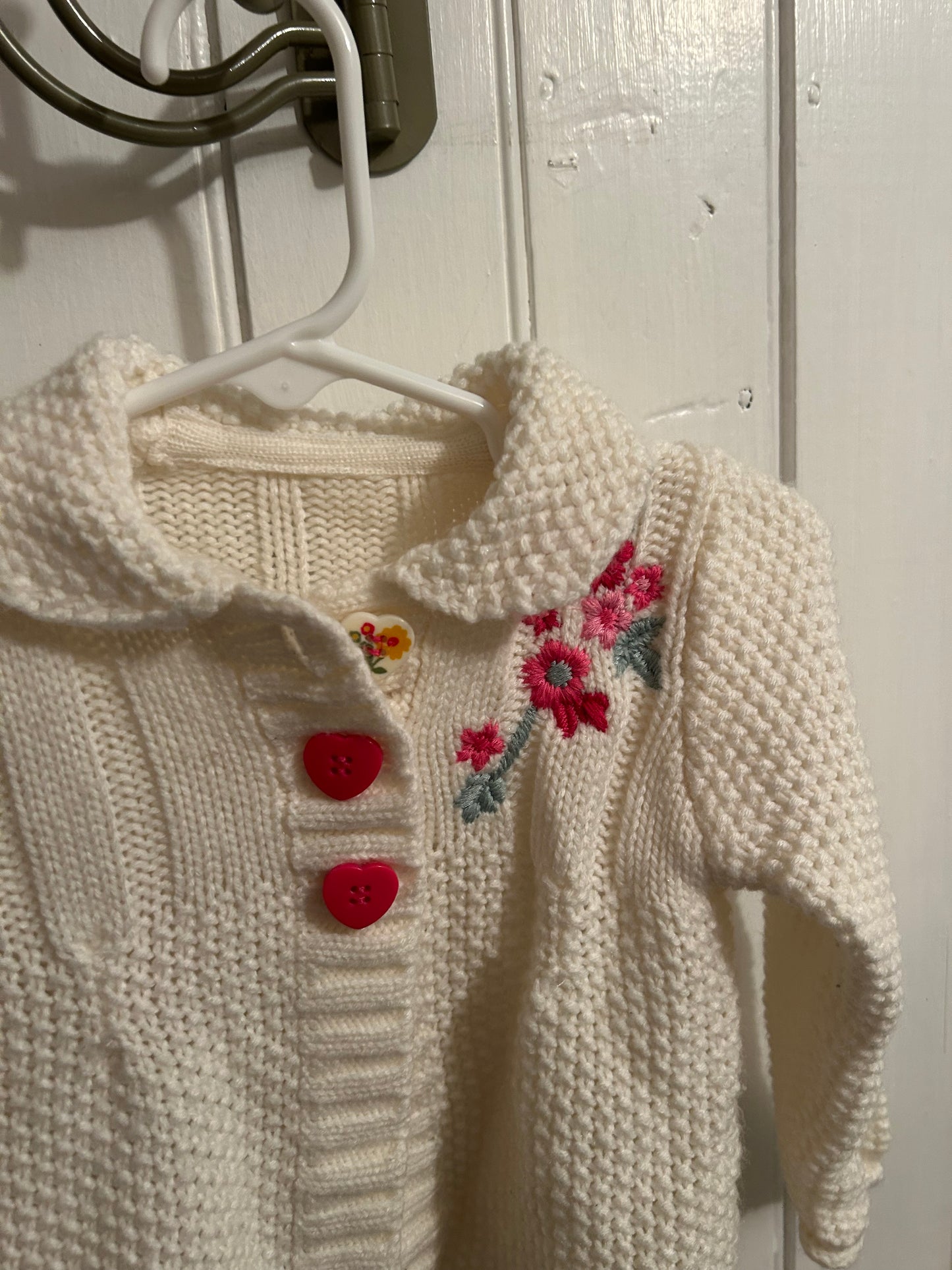 George 12/18m white floral knit cardigan