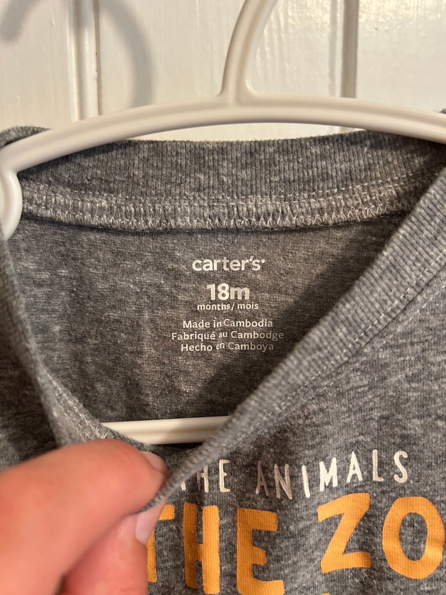 Carters 18m grey zoo tshirt