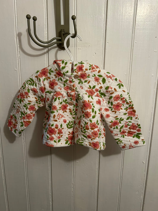 Monkey bars 12m pink floral quilted cardigan