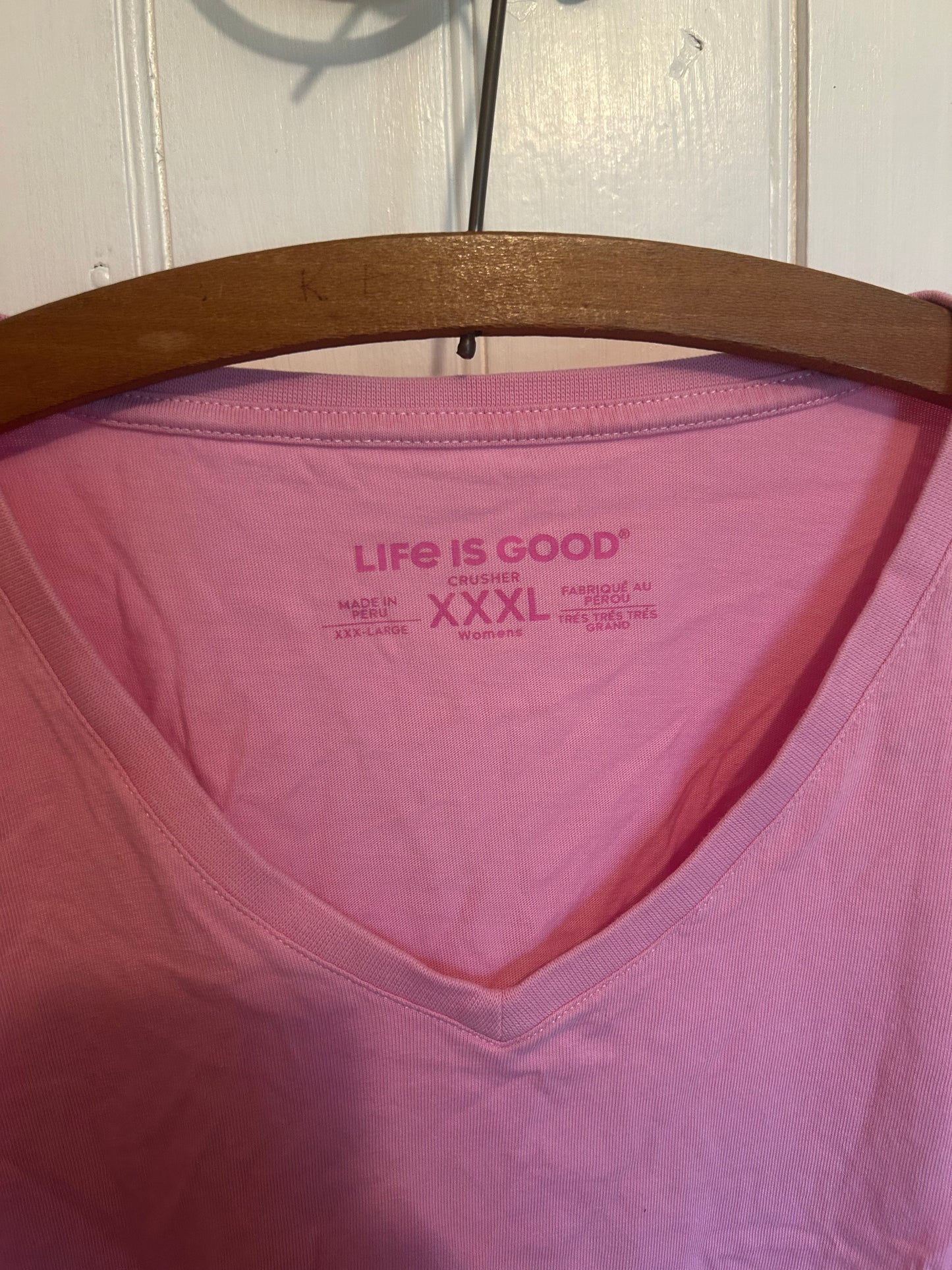 Life is good xxxl pink vneck tshirt