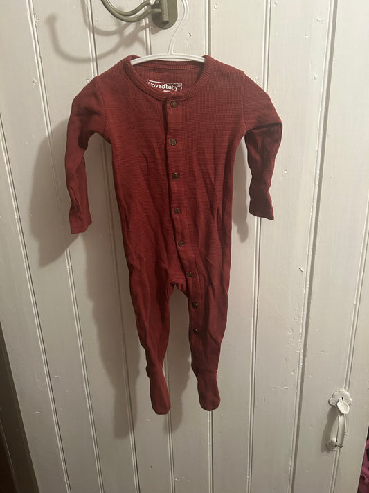L’oved baby 6/9m red waffle knit button up sleeper