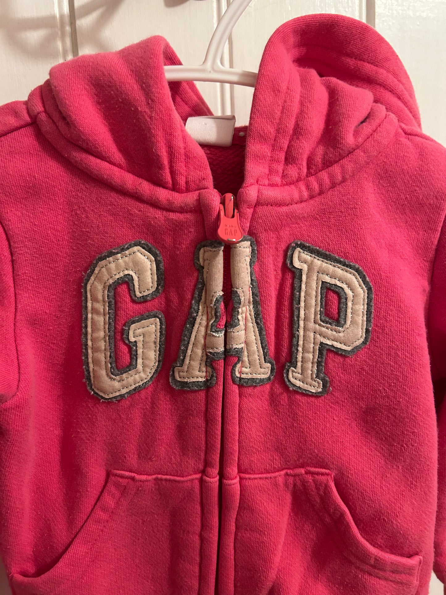 Gap 12/18m pink zip up hoodie