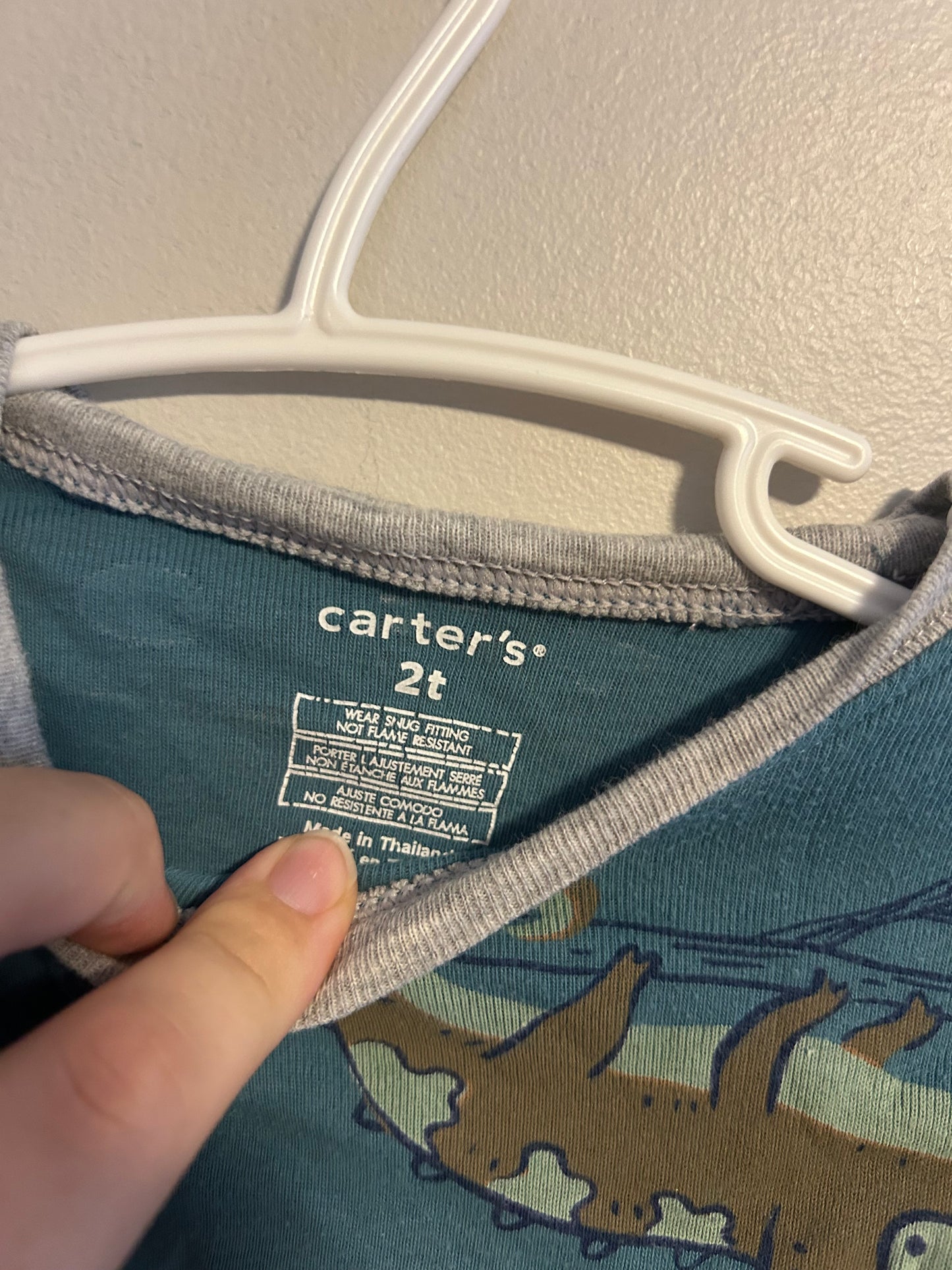 Carters 2t blue & green gecko 2pc pj set