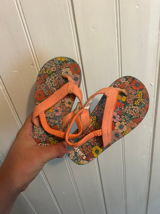 Carters toddler 9/10 floral flip flops