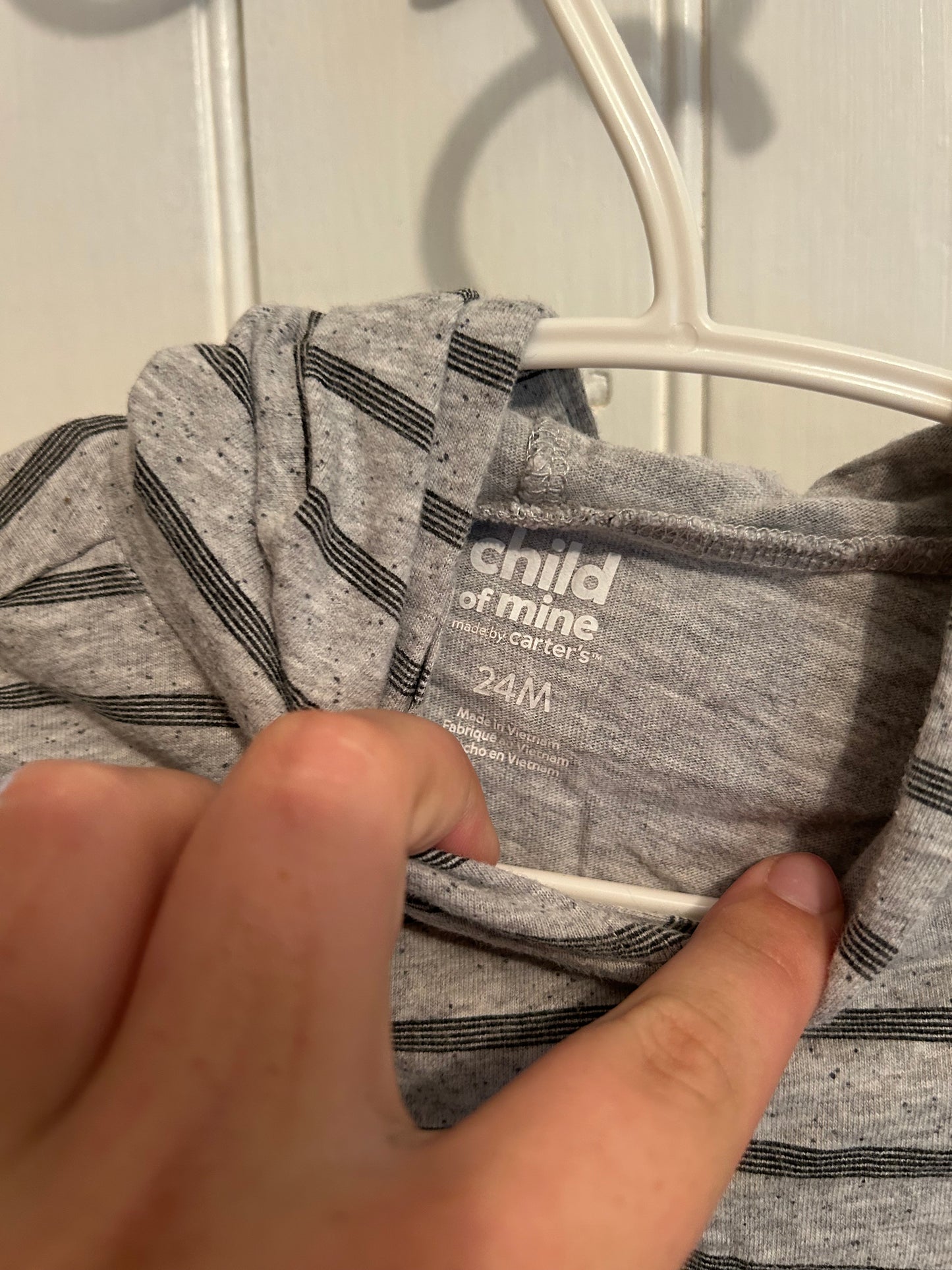 Carters 24m grey striped Dino hooded long sleeve