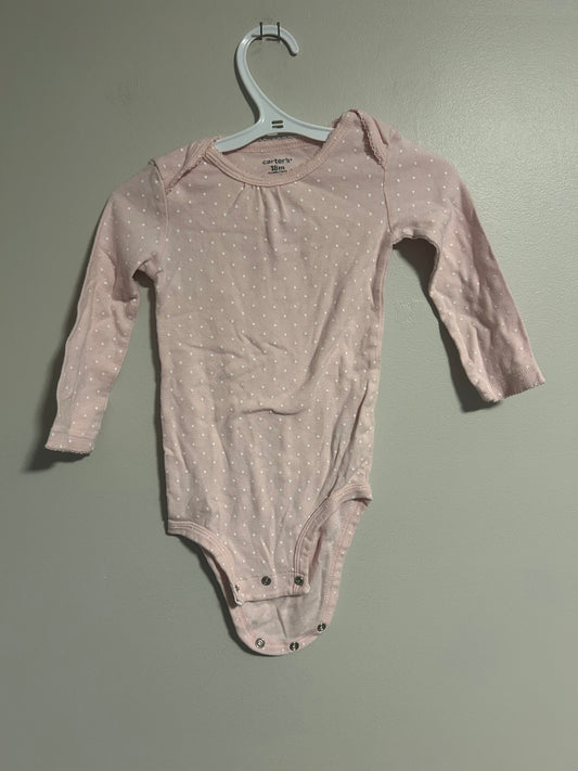 Carters 18m pink polka dot long sleeve onesie