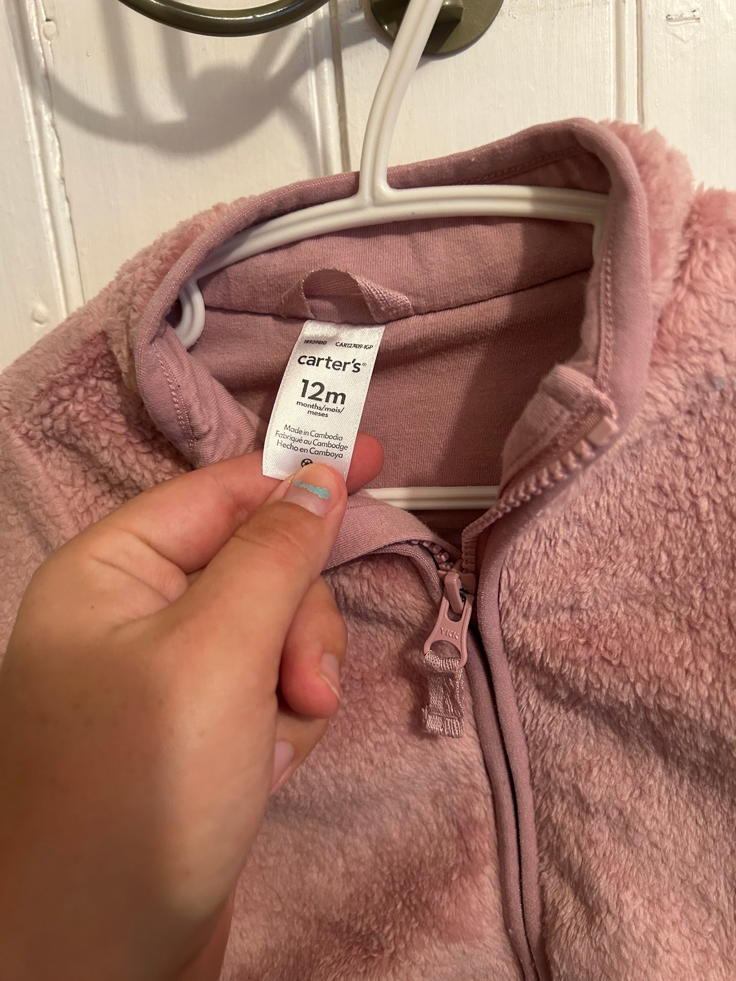 Carters 12m pink fleece sweater