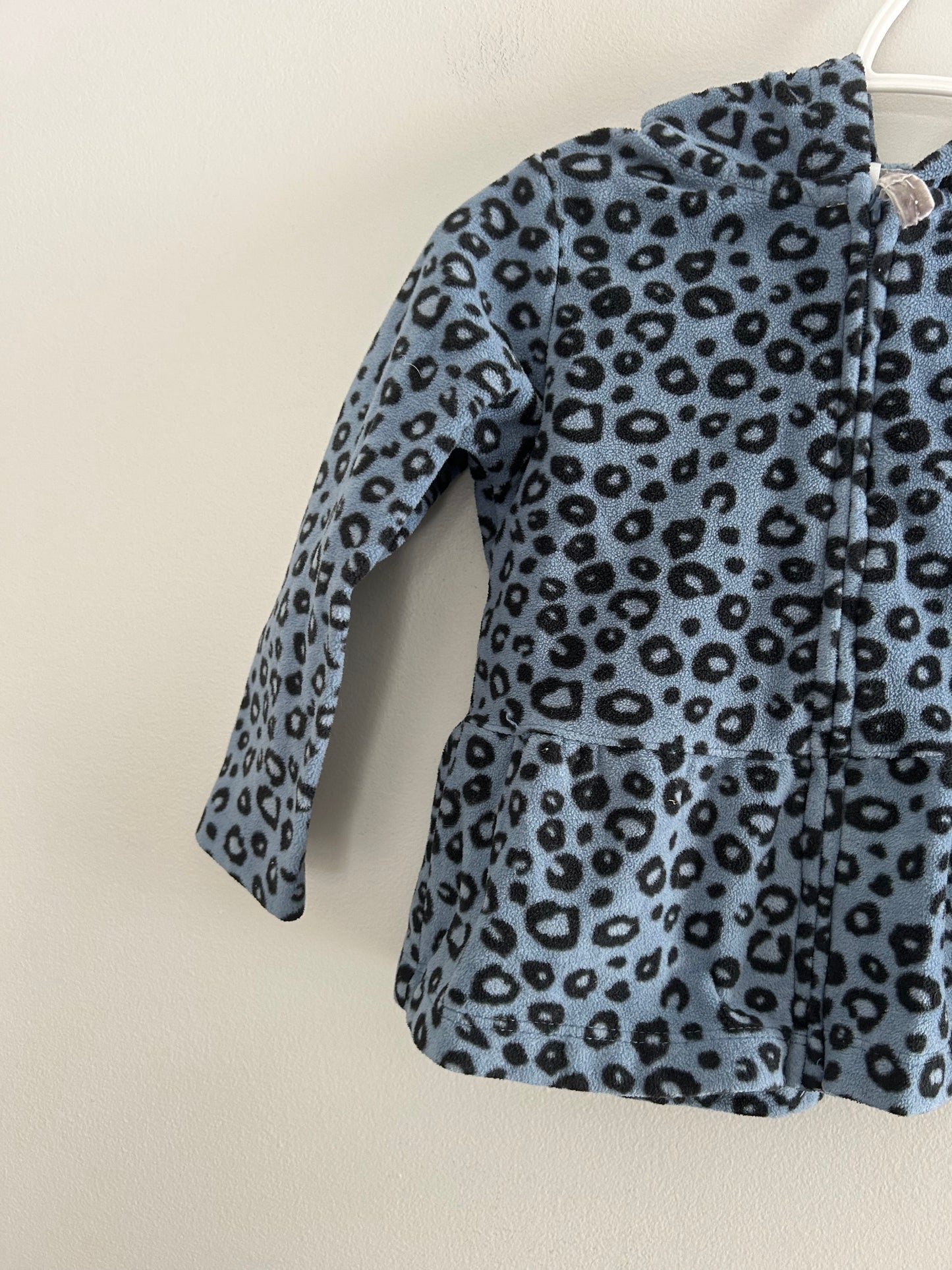 Carters 24m blue & black cheetah fleece hoodie